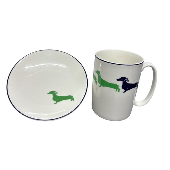 Kate Spade Wickford Dachshund Tidbit Dessert Plate 5.75" Lenox Mug 4" EUC Set - Picture 11 of 11
